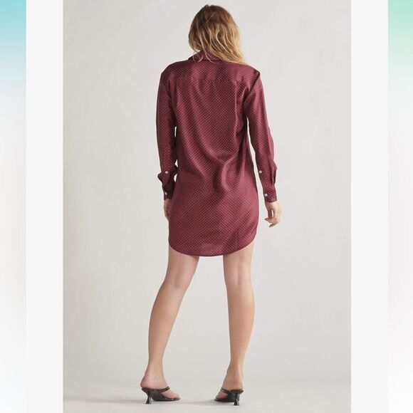 Thakoon Silk wrap tie oversized shirt dress Maroon NWT SMALL - Picture 3 of 10